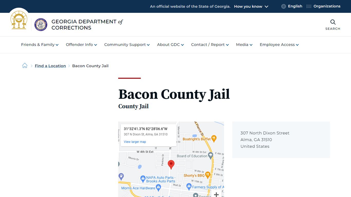 Bacon County Jail | Georgia Department of Corrections